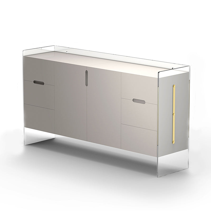 Contemporary Wood Buffet Sideboard Cabinets with Acrylic Frame Sideboard 63"L x 16"W x 35"H Off-White Clearhalo 'buffet_sideboard' 'Buffets & Sideboards' 'furn' 'furn_buffet_sideboard' 'Furniture' 'Kitchen & Dining Furniture' 6139830