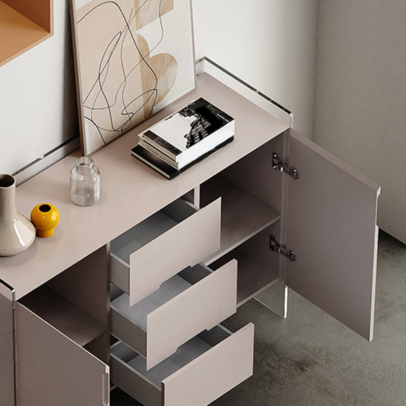 Contemporary Wood Buffet Sideboard Cabinets with Acrylic Frame Sideboard Clearhalo 'buffet_sideboard' 'Buffets & Sideboards' 'furn' 'furn_buffet_sideboard' 'Furniture' 'Kitchen & Dining Furniture' 6139832