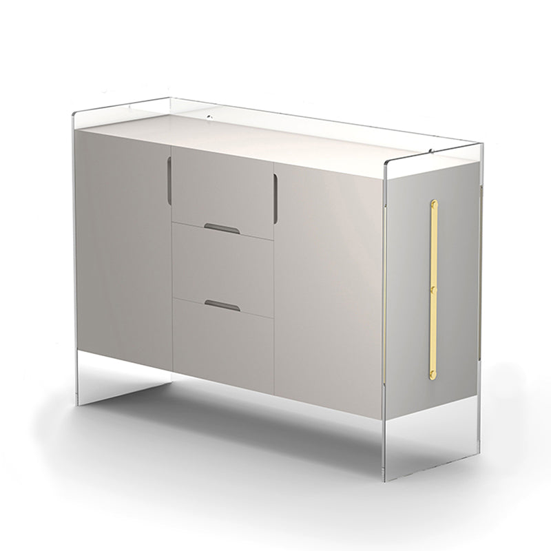 Contemporary Wood Buffet Sideboard Cabinets with Acrylic Frame Sideboard 47"L x 16"W x 35"H Off-White Clearhalo 'buffet_sideboard' 'Buffets & Sideboards' 'furn' 'furn_buffet_sideboard' 'Furniture' 'Kitchen & Dining Furniture' 6139836