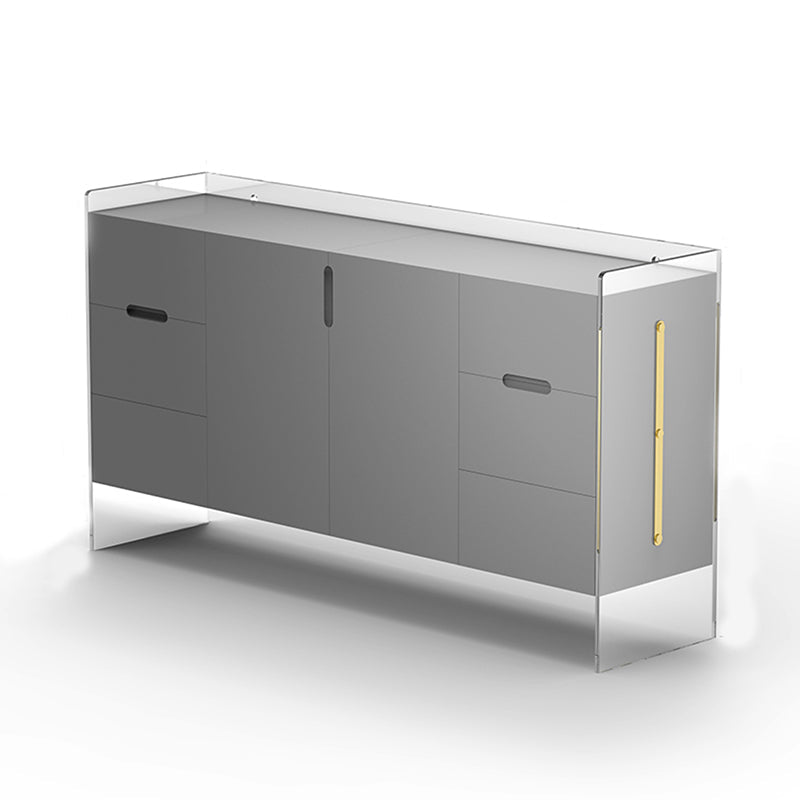 Contemporary Wood Buffet Sideboard Cabinets with Acrylic Frame Sideboard 63"L x 16"W x 35"H Grey Clearhalo 'buffet_sideboard' 'Buffets & Sideboards' 'furn' 'furn_buffet_sideboard' 'Furniture' 'Kitchen & Dining Furniture' 6139838