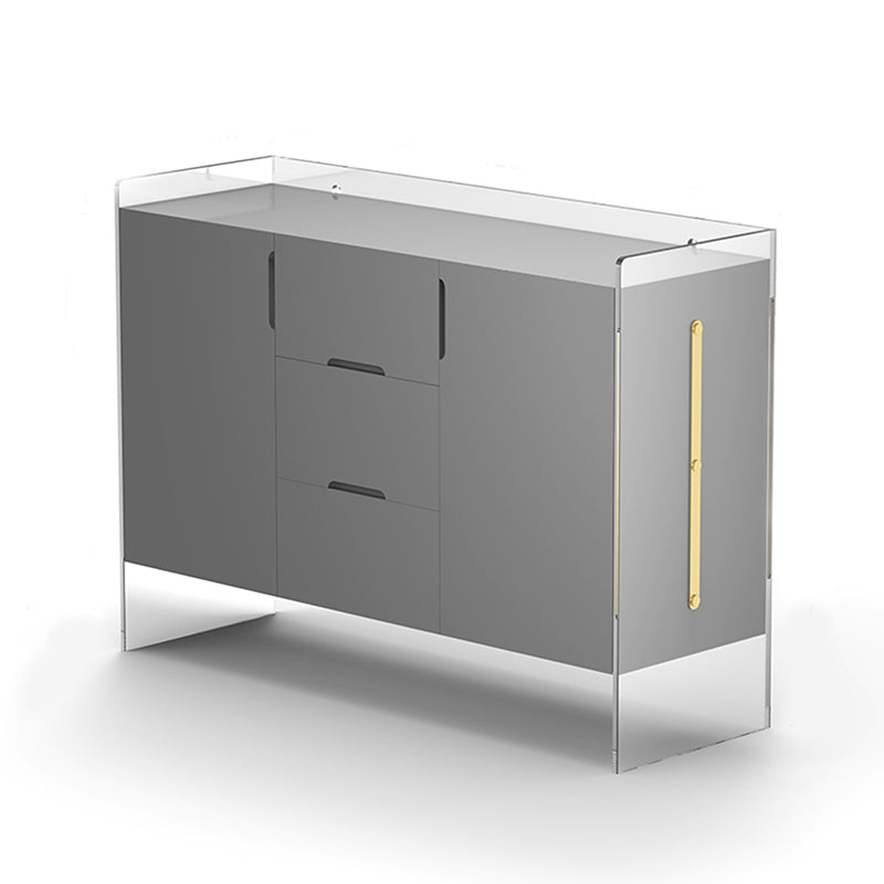 Contemporary Wood Buffet Sideboard Cabinets with Acrylic Frame Sideboard 47"L x 16"W x 35"H Grey Clearhalo 'buffet_sideboard' 'Buffets & Sideboards' 'furn' 'furn_buffet_sideboard' 'Furniture' 'Kitchen & Dining Furniture' 6139840