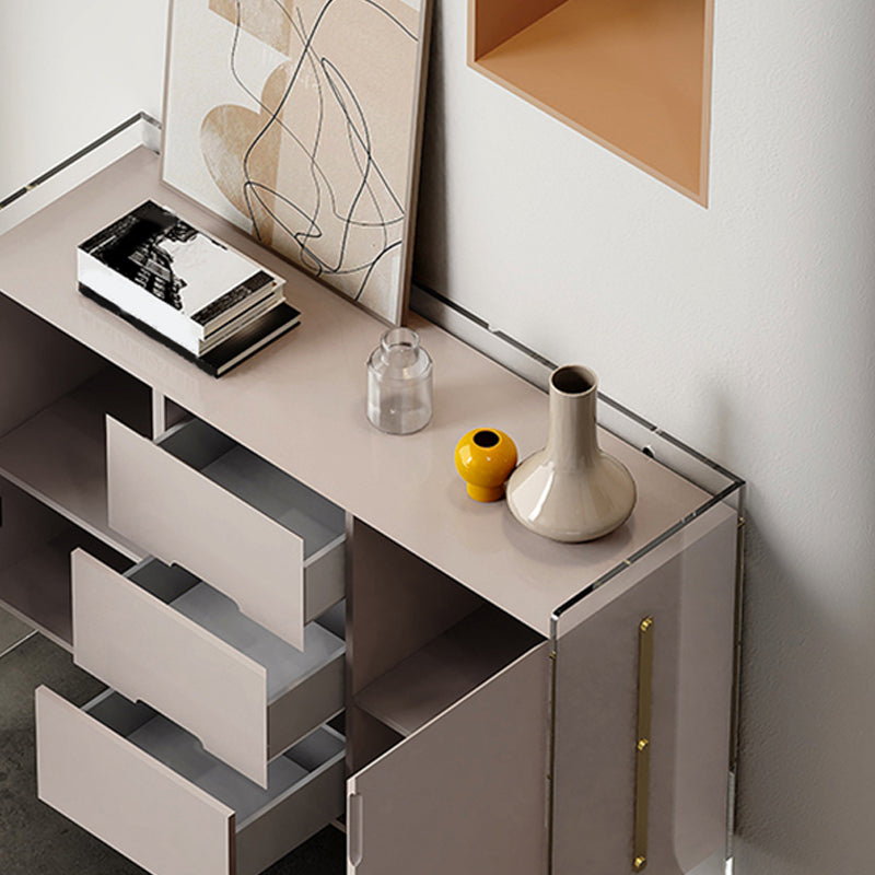 Contemporary Wood Buffet Sideboard Cabinets with Acrylic Frame Sideboard Clearhalo 'buffet_sideboard' 'Buffets & Sideboards' 'furn' 'furn_buffet_sideboard' 'Furniture' 'Kitchen & Dining Furniture' 6139846