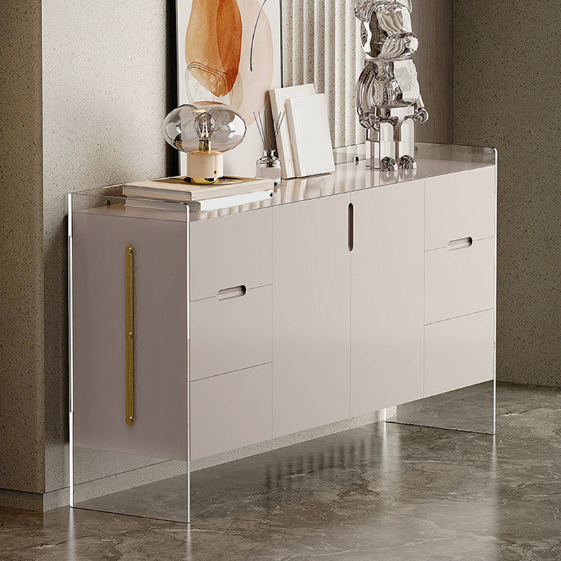 Contemporary Wood Buffet Sideboard Cabinets with Acrylic Frame Sideboard Clearhalo 'buffet_sideboard' 'Buffets & Sideboards' 'furn' 'furn_buffet_sideboard' 'Furniture' 'Kitchen & Dining Furniture' 6139847
