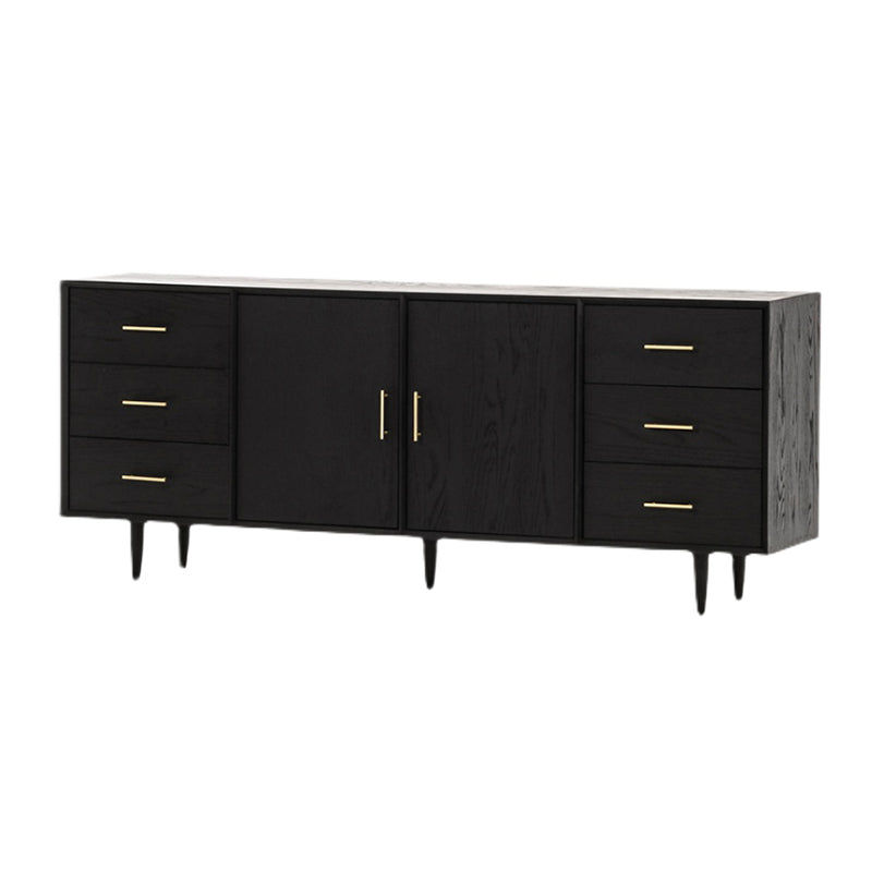 Tavolo da buffet Glam in legno massello nero Tavolo da buffet Glam con 6 cassetti e 2 ante