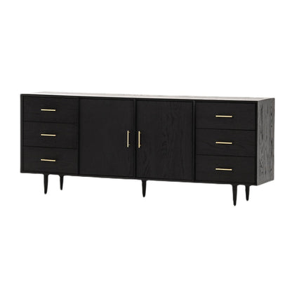 Tavolo da buffet Glam in legno massello nero Tavolo da buffet Glam con 6 cassetti e 2 ante