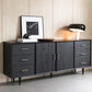 Tavolo da buffet Glam in legno massello nero Tavolo da buffet Glam con 6 cassetti e 2 ante