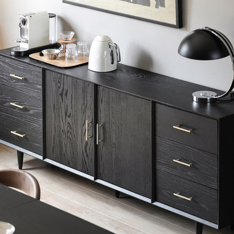 Tavolo da buffet Glam in legno massello nero Tavolo da buffet Glam con 6 cassetti e 2 ante
