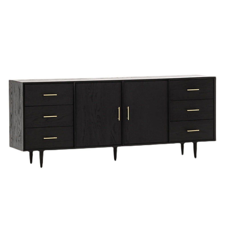 Tavolo da buffet Glam in legno massello nero Tavolo da buffet Glam con 6 cassetti e 2 ante