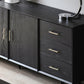 Tavolo da buffet Glam in legno massello nero Tavolo da buffet Glam con 6 cassetti e 2 ante