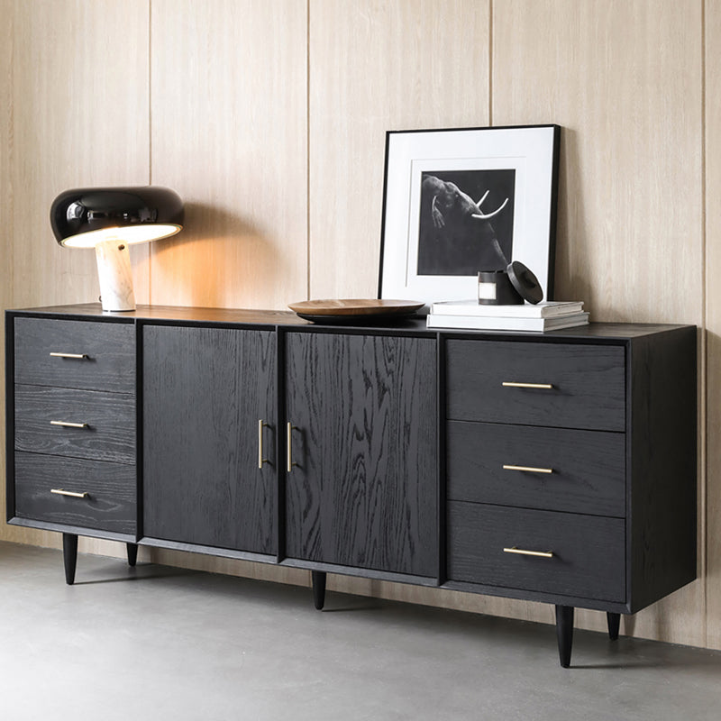 Tavolo da buffet Glam in legno massello nero Tavolo da buffet Glam con 6 cassetti e 2 ante