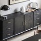 Tavolo da buffet Glam in legno massello nero Tavolo da buffet Glam con 6 cassetti e 2 ante