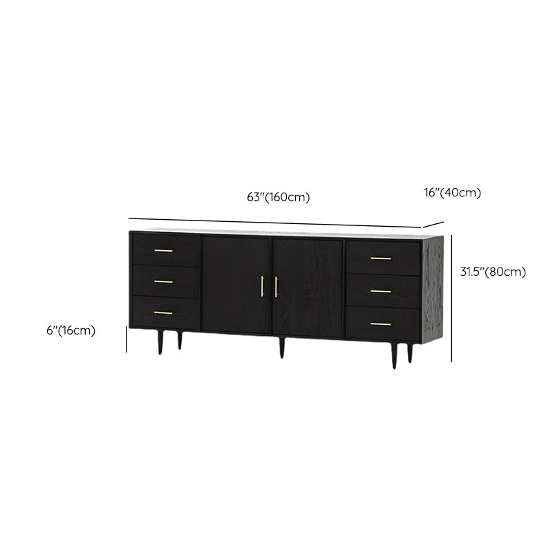 Tavolo da buffet Glam in legno massello nero Tavolo da buffet Glam con 6 cassetti e 2 ante