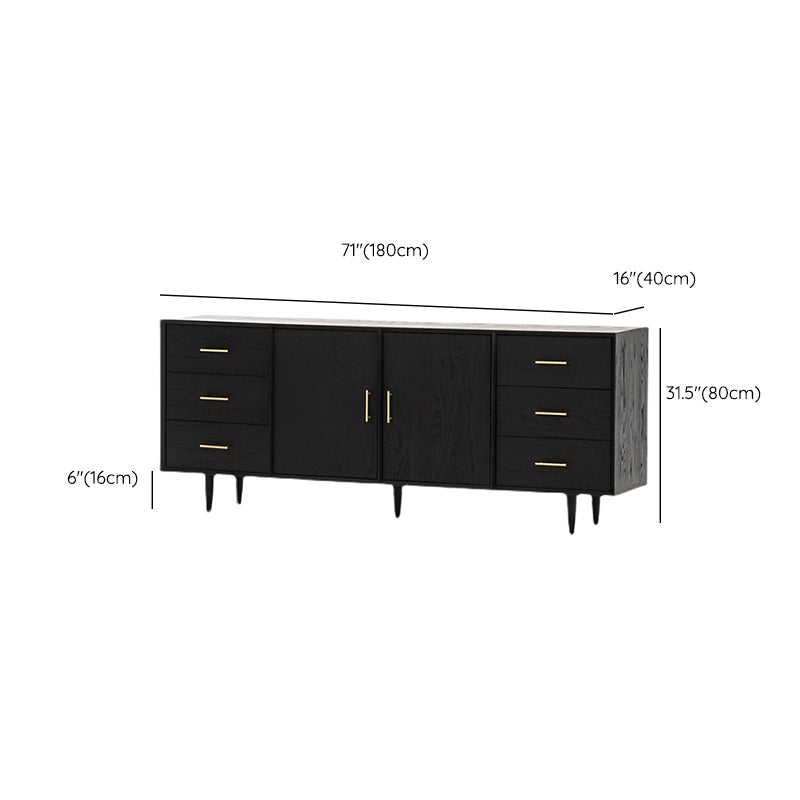 Tavolo da buffet Glam in legno massello nero Tavolo da buffet Glam con 6 cassetti e 2 ante