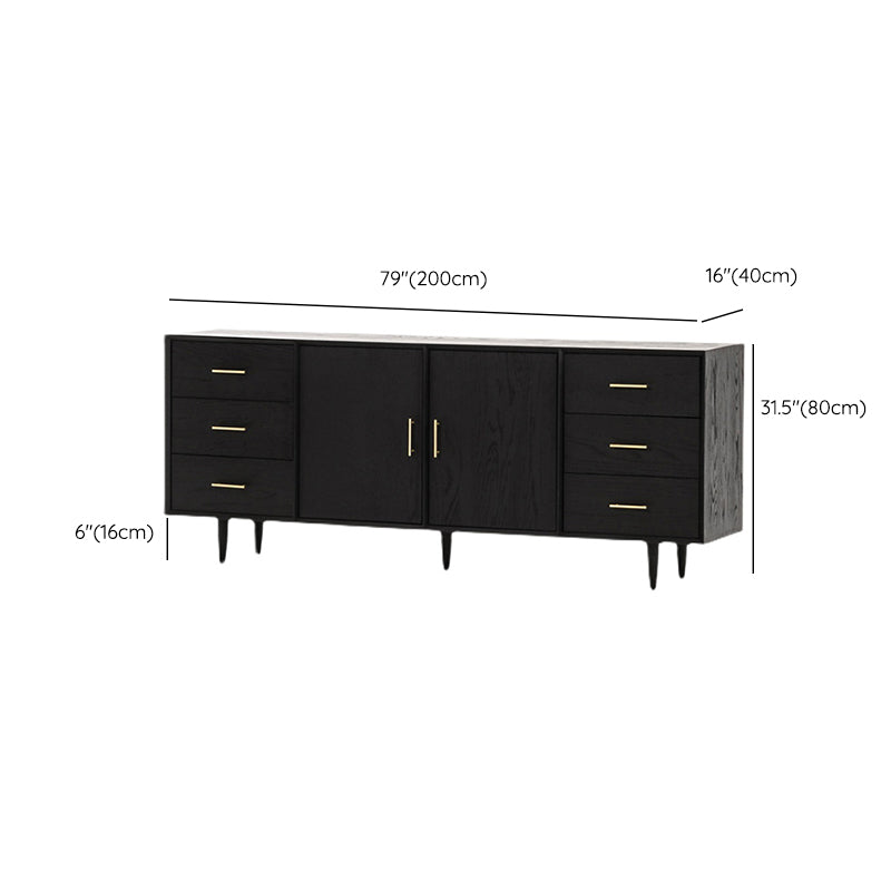 Tavolo da buffet Glam in legno massello nero Tavolo da buffet Glam con 6 cassetti e 2 ante