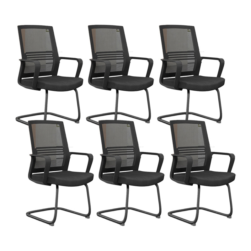Black Contemporary Office Chair Breathable Air Grid Upholstered Desk Chair Black 6 Piece Set Casters Not Included Clearhalo 'furn' 'furn_office_chair' 'Furniture' 'Office Chairs' 'Office Furniture' 'office_chair' 6140016
