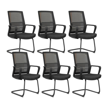 Black Contemporary Office Chair Breathable Air Grid Upholstered Desk Chair Black 6 Piece Set Casters Not Included Clearhalo 'furn' 'furn_office_chair' 'Furniture' 'Office Chairs' 'Office Furniture' 'office_chair' 6140016
