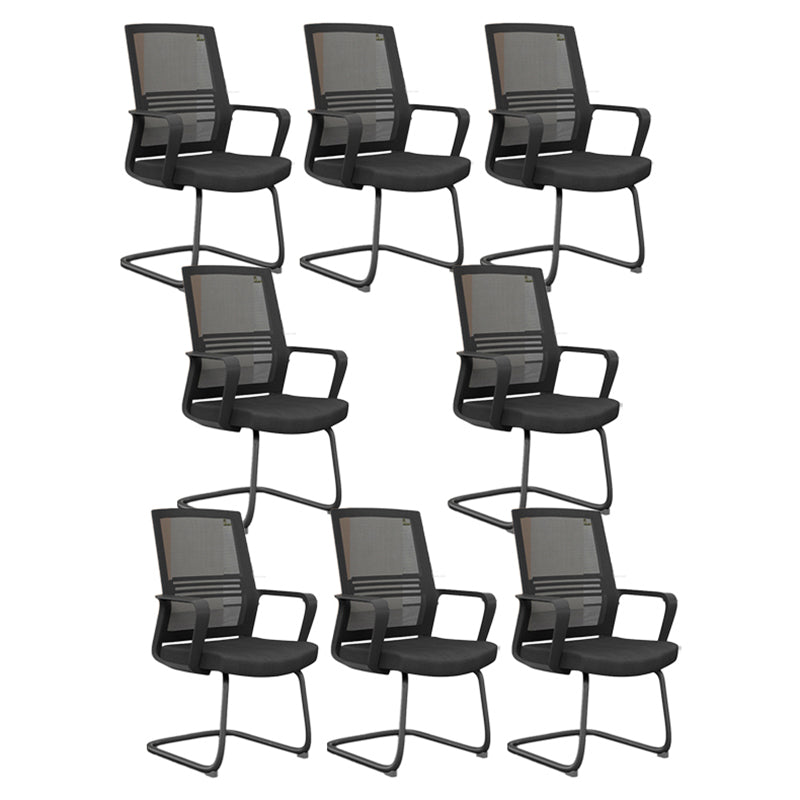 Black Contemporary Office Chair Breathable Air Grid Upholstered Desk Chair Black 8 Piece Set Casters Not Included Clearhalo 'furn' 'furn_office_chair' 'Furniture' 'Office Chairs' 'Office Furniture' 'office_chair' 6140018