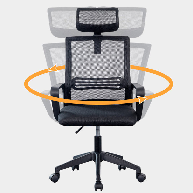 Black Contemporary Office Chair Breathable Air Grid Upholstered Desk Chair Clearhalo 'furn' 'furn_office_chair' 'Furniture' 'Office Chairs' 'Office Furniture' 'office_chair' 6140019