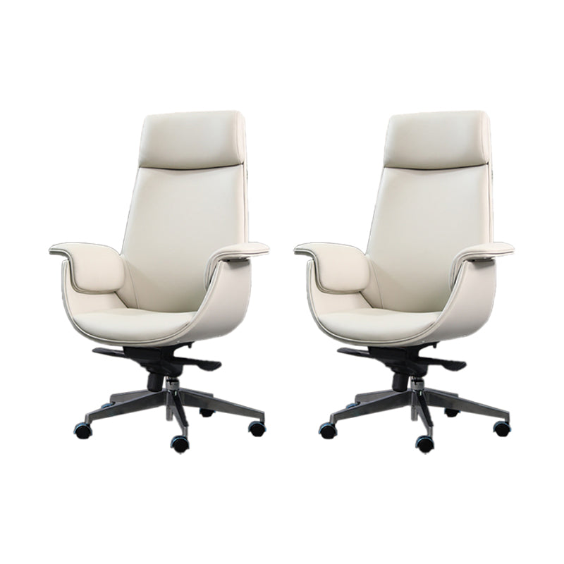 Modern Arms Included Chair High-Back Leather Desk Chair with Wheels Grey 2 Piece Set Clearhalo 'furn' 'furn_office_chair' 'Furniture' 'Office Chairs' 'Office Furniture' 'office_chair' 6140032