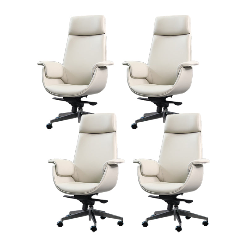 Modern Arms Included Chair High-Back Leather Desk Chair with Wheels Grey 4 Piece Set Clearhalo 'furn' 'furn_office_chair' 'Furniture' 'Office Chairs' 'Office Furniture' 'office_chair' 6140033