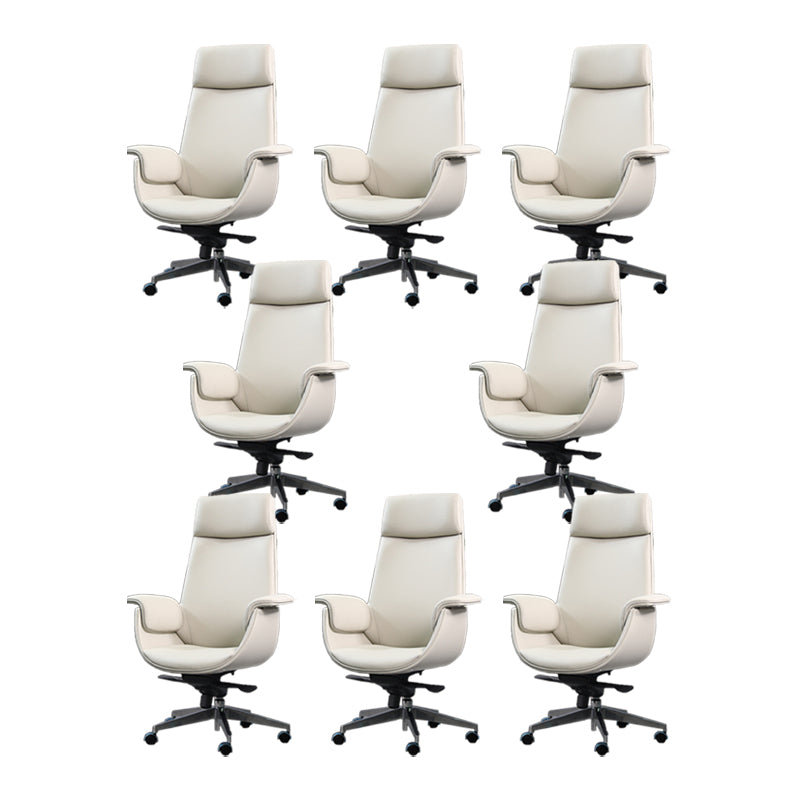 Modern Arms Included Chair High-Back Leather Desk Chair with Wheels Grey 8 Piece Set Clearhalo 'furn' 'furn_office_chair' 'Furniture' 'Office Chairs' 'Office Furniture' 'office_chair' 6140037