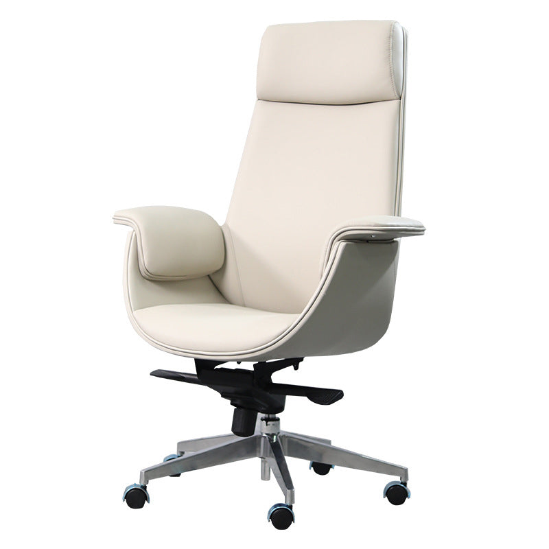 Modern Arms Included Chair High-Back Leather Desk Chair with Wheels Clearhalo 'furn' 'furn_office_chair' 'Furniture' 'Office Chairs' 'Office Furniture' 'office_chair' 6140040