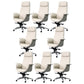 Modern Arms Included Chair High-Back Leather Desk Chair with Wheels Beige 8 Piece Set Clearhalo 'furn' 'furn_office_chair' 'Furniture' 'Office Chairs' 'Office Furniture' 'office_chair' 6140045