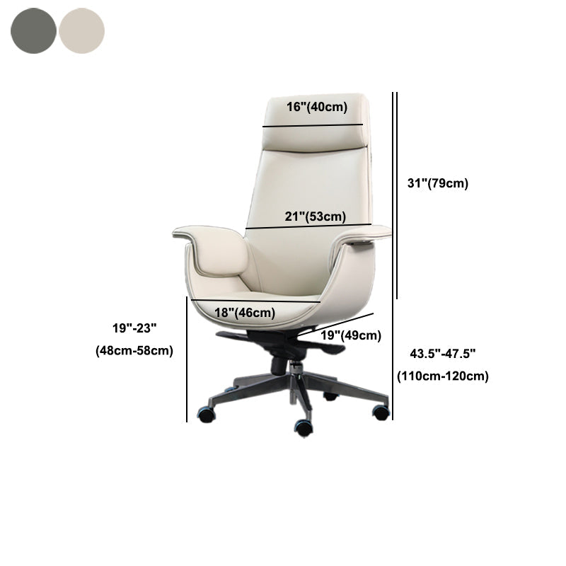 Modern Arms Included Chair High-Back Leather Desk Chair with Wheels Clearhalo 'furn' 'furn_office_chair' 'Furniture' 'Office Chairs' 'Office Furniture' 'office_chair' 6140048