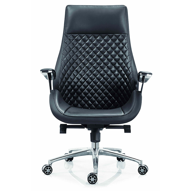 Fixed Arms Swivel Office Chair Faux Leather and Chrome Frame Managers Chair Clearhalo 'furn' 'furn_office_chair' 'Furniture' 'Office Chairs' 'Office Furniture' 'office_chair' 6140071