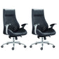 Fixed Arms Swivel Office Chair Faux Leather and Chrome Frame Managers Chair Black 2 Piece Set Clearhalo 'furn' 'furn_office_chair' 'Furniture' 'Office Chairs' 'Office Furniture' 'office_chair' 6140072