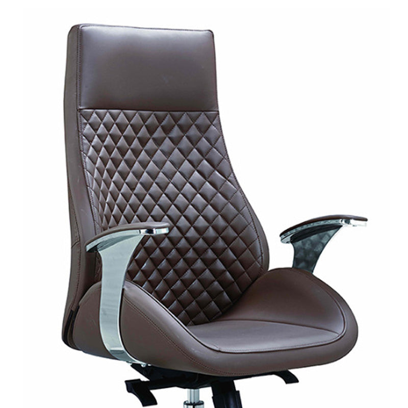 Fixed Arms Swivel Office Chair Faux Leather and Chrome Frame Managers Chair Clearhalo 'furn' 'furn_office_chair' 'Furniture' 'Office Chairs' 'Office Furniture' 'office_chair' 6140073