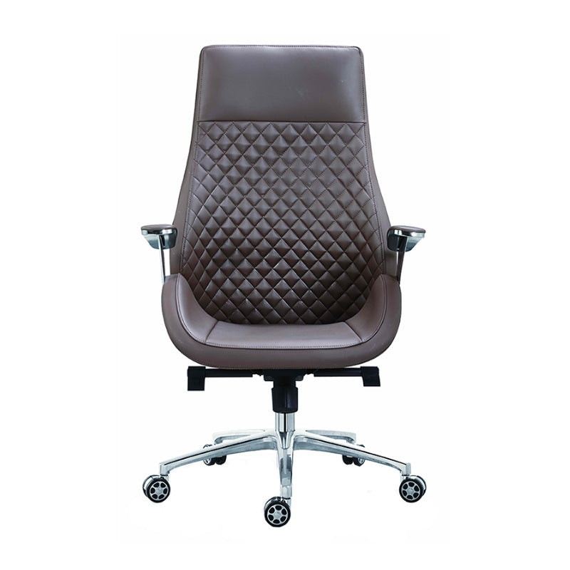 Fixed Arms Swivel Office Chair Faux Leather and Chrome Frame Managers Chair Clearhalo 'furn' 'furn_office_chair' 'Furniture' 'Office Chairs' 'Office Furniture' 'office_chair' 6140074