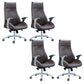 Fixed Arms Swivel Office Chair Faux Leather and Chrome Frame Managers Chair Brown 4 Piece Set Clearhalo 'furn' 'furn_office_chair' 'Furniture' 'Office Chairs' 'Office Furniture' 'office_chair' 6140075