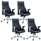 Fixed Arms Swivel Office Chair Faux Leather and Chrome Frame Managers Chair Black 4 Piece Set Clearhalo 'furn' 'furn_office_chair' 'Furniture' 'Office Chairs' 'Office Furniture' 'office_chair' 6140076