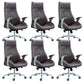 Fixed Arms Swivel Office Chair Faux Leather and Chrome Frame Managers Chair Brown 6 Piece Set Clearhalo 'furn' 'furn_office_chair' 'Furniture' 'Office Chairs' 'Office Furniture' 'office_chair' 6140078