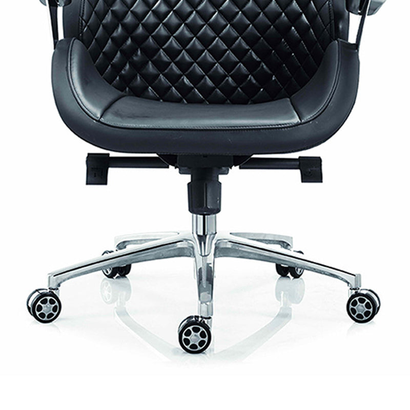Fixed Arms Swivel Office Chair Faux Leather and Chrome Frame Managers Chair Clearhalo 'furn' 'furn_office_chair' 'Furniture' 'Office Chairs' 'Office Furniture' 'office_chair' 6140079