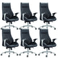 Fixed Arms Swivel Office Chair Faux Leather and Chrome Frame Managers Chair Black 6 Piece Set Clearhalo 'furn' 'furn_office_chair' 'Furniture' 'Office Chairs' 'Office Furniture' 'office_chair' 6140080
