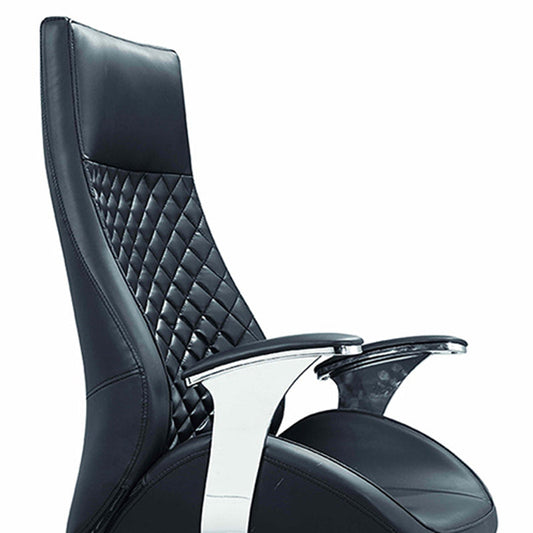 Fixed Arms Swivel Office Chair Faux Leather and Chrome Frame Managers Chair Clearhalo 'furn' 'furn_office_chair' 'Furniture' 'Office Chairs' 'Office Furniture' 'office_chair' 6140081