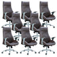 Fixed Arms Swivel Office Chair Faux Leather and Chrome Frame Managers Chair Brown 8 Piece Set Clearhalo 'furn' 'furn_office_chair' 'Furniture' 'Office Chairs' 'Office Furniture' 'office_chair' 6140082