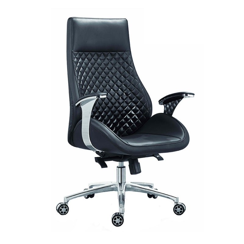 Fixed Arms Swivel Office Chair Faux Leather and Chrome Frame Managers Chair Clearhalo 'furn' 'furn_office_chair' 'Furniture' 'Office Chairs' 'Office Furniture' 'office_chair' 6140083
