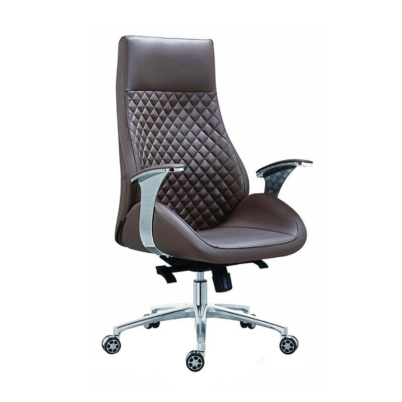 Fixed Arms Swivel Office Chair Faux Leather and Chrome Frame Managers Chair Clearhalo 'furn' 'furn_office_chair' 'Furniture' 'Office Chairs' 'Office Furniture' 'office_chair' 6140085