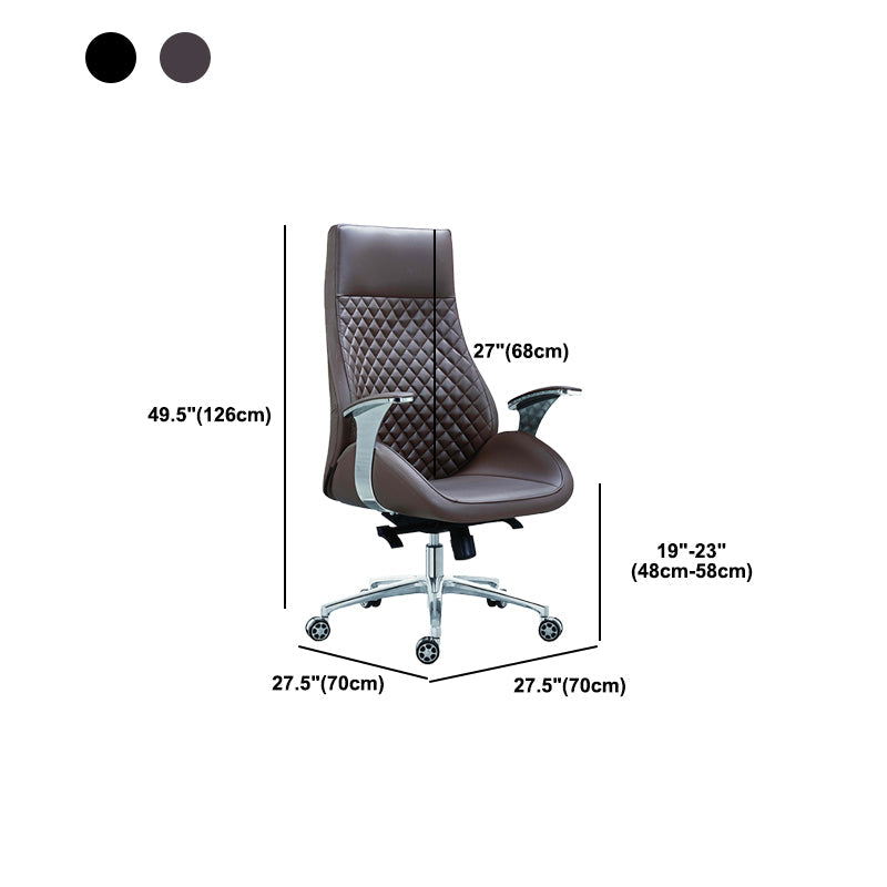 Fixed Arms Swivel Office Chair Faux Leather and Chrome Frame Managers Chair Clearhalo 'furn' 'furn_office_chair' 'Furniture' 'Office Chairs' 'Office Furniture' 'office_chair' 6140088