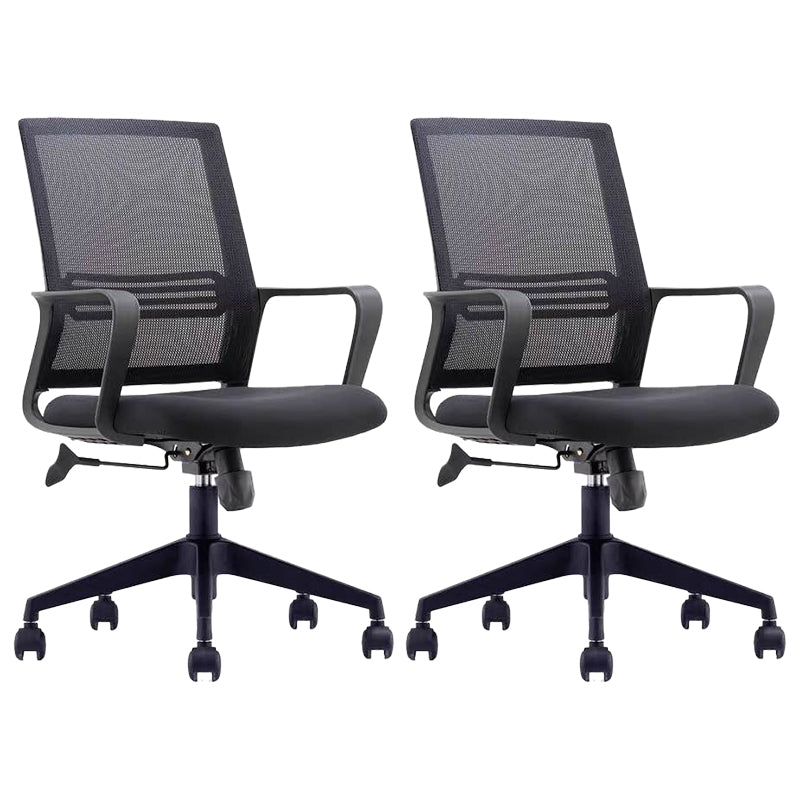 Contemporary Office Chair Mesh Computer Chair Ergonomic Mid Back Chair 2 Piece Set Casters Included Clearhalo 'furn' 'furn_office_chair' 'Furniture' 'Office Chairs' 'Office Furniture' 'office_chair' 6140090