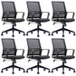 Contemporary Office Chair Mesh Computer Chair Ergonomic Mid Back Chair 6 Piece Set Casters Included Clearhalo 'furn' 'furn_office_chair' 'Furniture' 'Office Chairs' 'Office Furniture' 'office_chair' 6140093