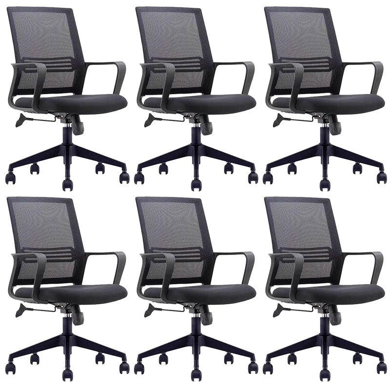 Contemporary Office Chair Mesh Computer Chair Ergonomic Mid Back Chair 6 Piece Set Casters Included Clearhalo 'furn' 'furn_office_chair' 'Furniture' 'Office Chairs' 'Office Furniture' 'office_chair' 6140093