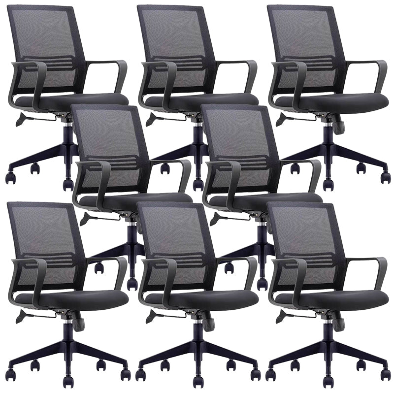 Contemporary Office Chair Mesh Computer Chair Ergonomic Mid Back Chair 8 Piece Set Casters Included Clearhalo 'furn' 'furn_office_chair' 'Furniture' 'Office Chairs' 'Office Furniture' 'office_chair' 6140096