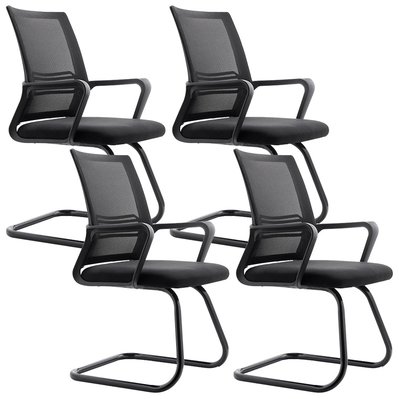 Contemporary Office Chair Mesh Computer Chair Ergonomic Mid Back Chair 4 Piece Set Casters Not Included Clearhalo 'furn' 'furn_office_chair' 'Furniture' 'Office Chairs' 'Office Furniture' 'office_chair' 6140099