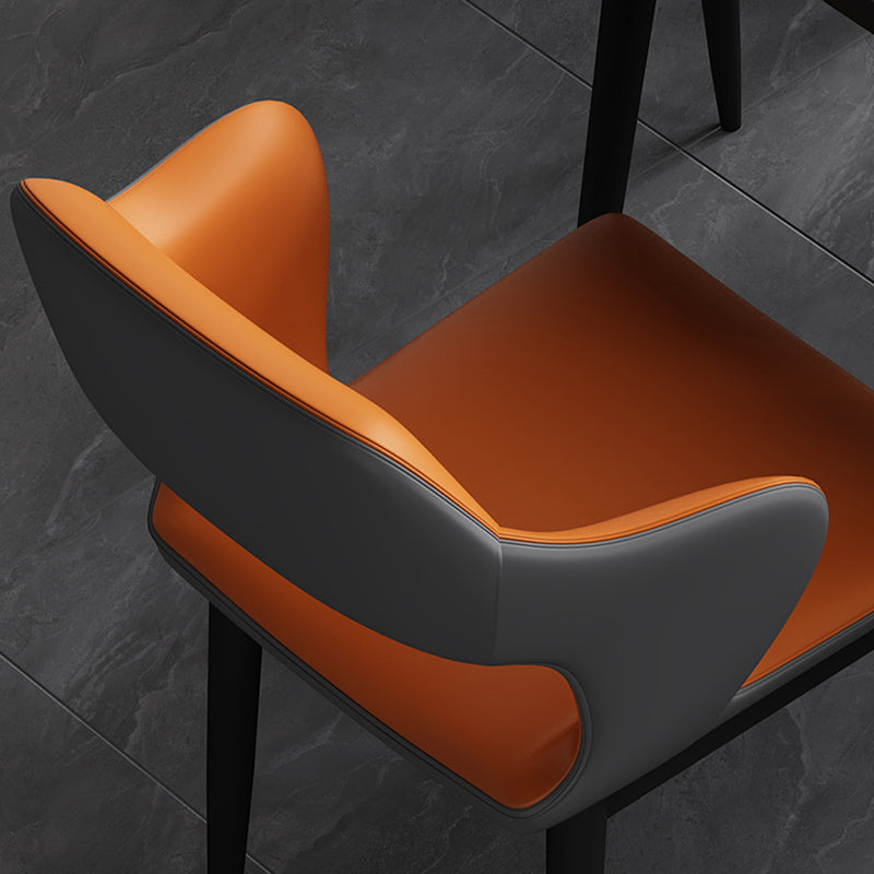 Sedia laterale aperta moderna in pelle imbottita sedia da pranzo senza braccio con base in metallo