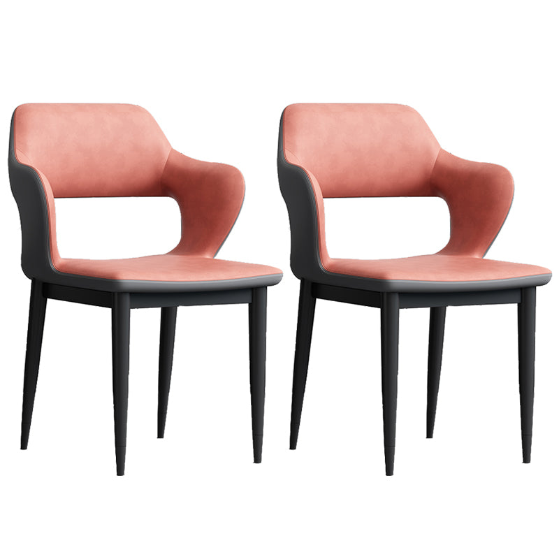 Sedia laterale aperta moderna in pelle imbottita sedia da pranzo senza braccio con base in metallo