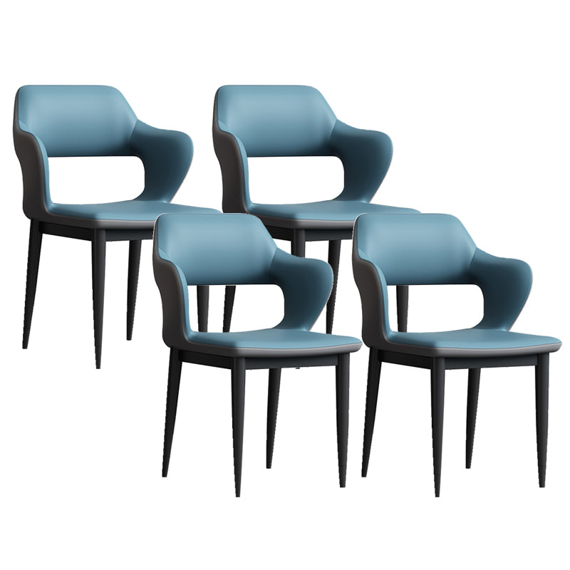 Sedia laterale aperta moderna in pelle imbottita sedia da pranzo senza braccio con base in metallo